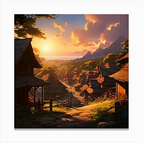 Village At Sunset 1 Canvas Print