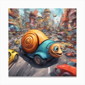 Snail On The Road Canvas Print