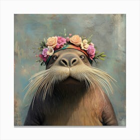 Walrus In A Flower Crown Lienzos