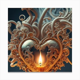 A Golden Heart Made Of Candle Smoke 3 Canvas Print