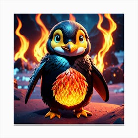 Penguin In Flames Canvas Print