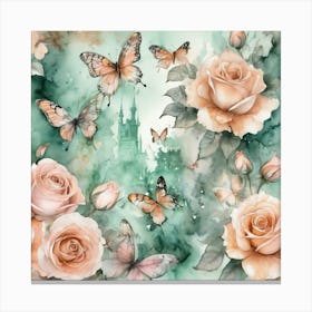 Roses And Butterflies Canvas Print