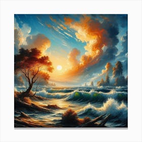 Sunset In The Sea Canvas Print