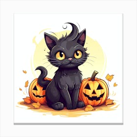 Cute cat pumpkins Canvas Print