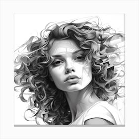 Portrait Of A Woman With Curly Hair 5 Canvas Print