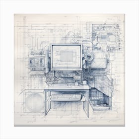 Igiracer Old Pc Blueprint 6 Canvas Print