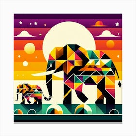 Siblings Elephants At Sunset Canvas Print