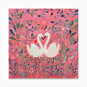 Swans In Love Canvas Print