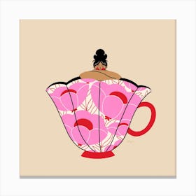 Nap In A Teacup Square Canvas Print