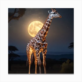 Giraffe At Night Canvas Print