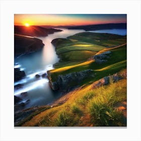 Sunset Over The Lake 1 Canvas Print