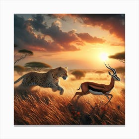 Leopard And Antelope In The Wild Canvas Print