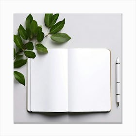 Mock Up Blank Pages Open Book Spread Unmarked Writable Notebook Journal White Clean Min (22) Canvas Print