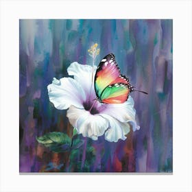 Butterfly On Hibiscus Canvas Print Canvas Print