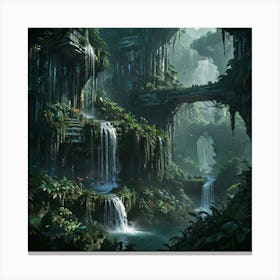 Waterfall In The Jungle 21 Canvas Print