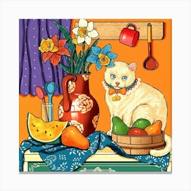 Cat In The Kitchen Canvas Print