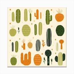 Rizwanakhan Simple Abstract Cactus Non Uniform Shapes Petrol 24 Canvas Print