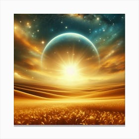 Space Landscape With Starry Sky Canvas Print