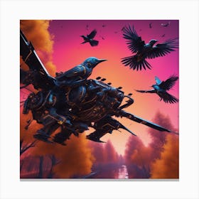 Crows In Flight 6 Canvas Print