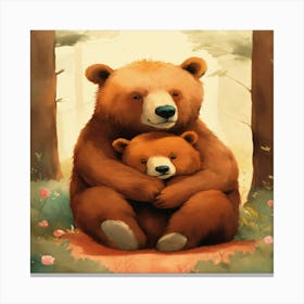 Bears Hugging Canvas Print