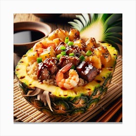 Asian Food In A Pineapple Canvas Print