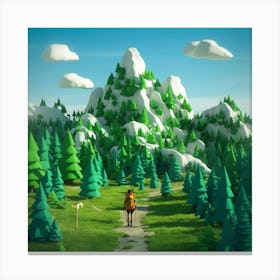 Man Walking Through A Forest Canvas Print