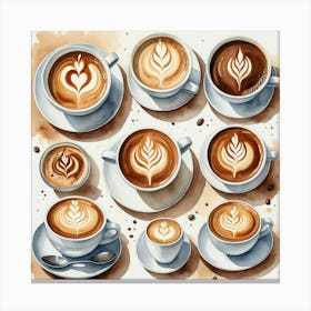 Coffee Cups And Saucers Canvas Print