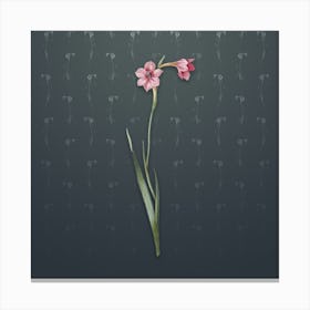 Vintage Sword Lily Botanical on Slate Gray Pattern Canvas Print