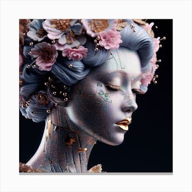 Woman With Flowers On Her Head 1 Canvas Print