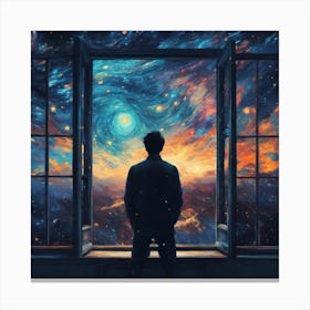 Man Looking Out At An Open World Canvas Print