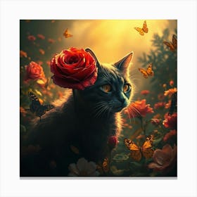 Cat In The Garden 5 Canvas Print