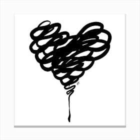 Ink Heart Square Canvas Line Art Print