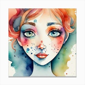 Watercolor Of A Girl 16 Canvas Print