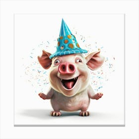 Birthday Pig Canvas Print