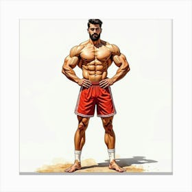 Spanish Man With A Proud Stance, Watercolor With Strong, Bold Strokes 1 Canvas Print