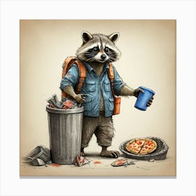 Raccoon Pizza 2 Canvas Print