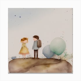 Little Boy And The Little Girl ,love Canvas Print