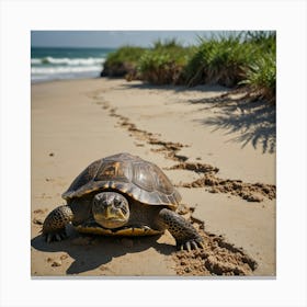 Turtle On The Beach 1 Canvas Print
