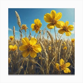 Yellow Flowers In A Field 52 Canvas Print