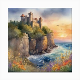 A Majestic Castle Perched On Image 2 Canvas Print