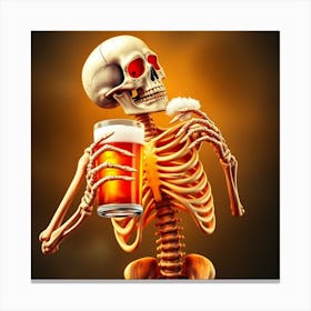 Skeleton With Beer 1 Canvas Print