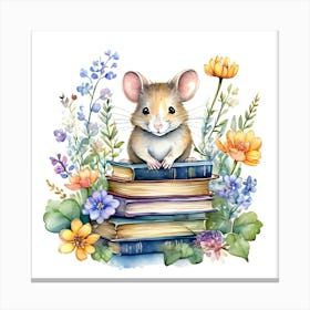 Mouse On Books 1 Canvas Print