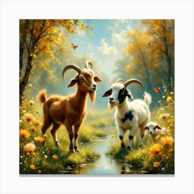 Goats In The Meadow Canvas Print