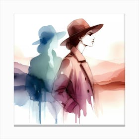 Woman In Hat And Coat Canvas Print