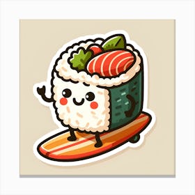 Kawaii Sushi Sticker Canvas Print