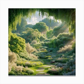 Tranquil Haven: A Serene Garden Escape Canvas Print