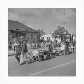 Untitled Photo, Possibly Related To San Juan Bautista, California,Schoolchildren Parading With Scrap Metal They Have Canvas Print