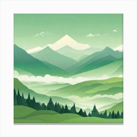 Misty mountains background in green tone 19 Canvas Print