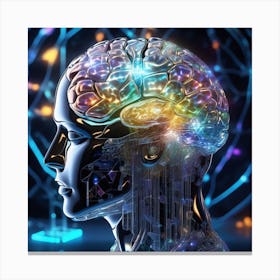 Human Brain With Artificial Intelligence 33 Canvas Print