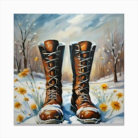Boots In The Snow Canvas Print